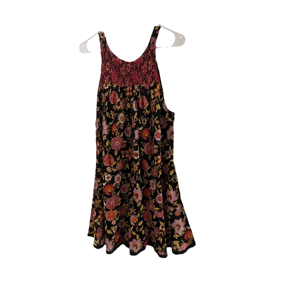 Free People Black Floral Oh Baby Mini Babydoll Dress Sz Xs Embroidered